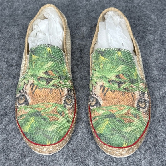 Goby Women's Green Tiger Eyes Man Made Slip-On Sneaker Espadrille Shoes- Sz 10‎ - Picture 2 of 10